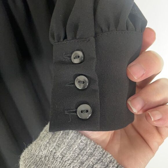 Sleek Black Deep V Tunic Long Sleeve - Picture 6 of 13